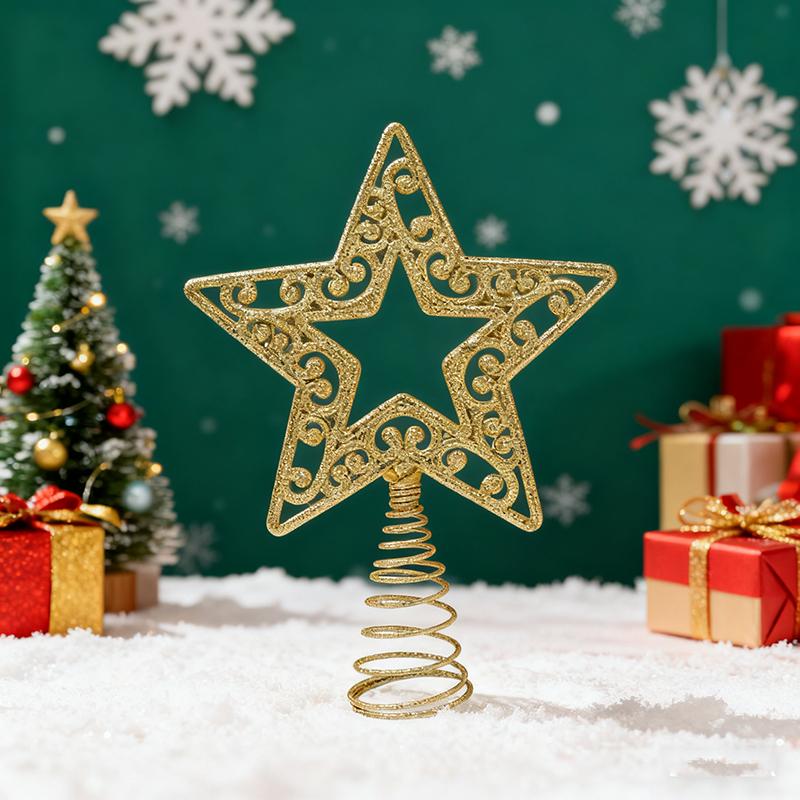 1Pcs Christmas Tree Top Decoration Sparkling 19cm Stars Xmas Party DIY Craft Supplies Home Decoration Navidad New Year 2025 Gift