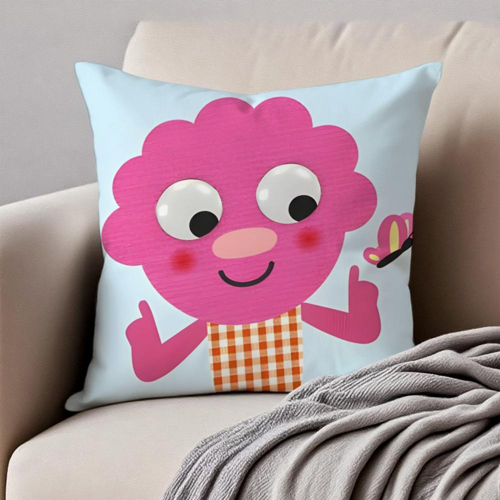 Cartoon NNoodle Pals Cushion Cover Pillowcase Antidustmite Invisible Zipper Short Plush Sofa Cushion