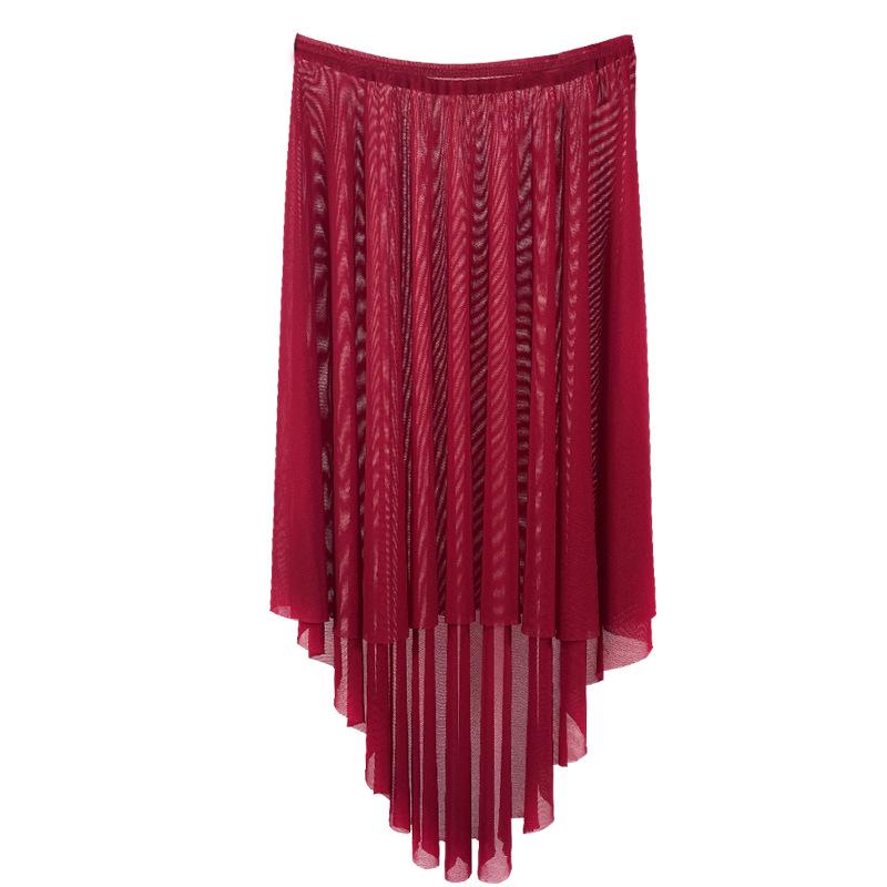 Elastic Mesh Diagonal Ballet Skirt: Women's Gymnastics Leotard Dance Practice Gauze Skirt, Half-Body