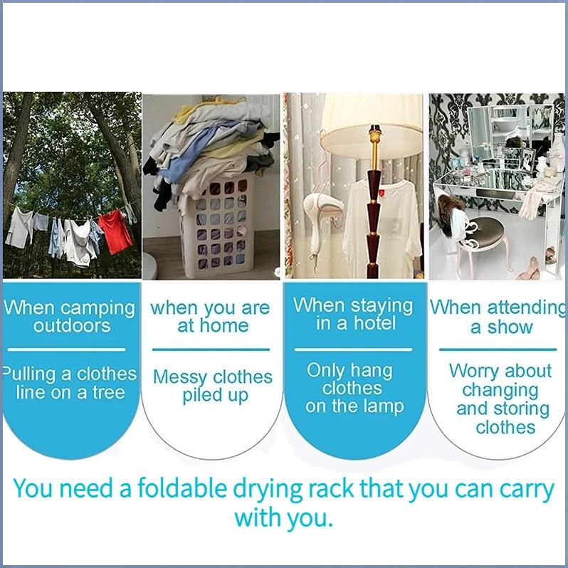 Tragbarer Faltbarer Kleiderbügel, Outdoor Wäscheständer Bodenständer, Edelstahl Platzsparend Wäscheaufbewahrung für Camping