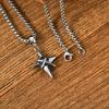 Vnox Minimalist Star Stainless Steel Pendant Necklace for Men Women, Black Zircon Box Chain Punk Hip Hop Gothic Jewelry Gifts