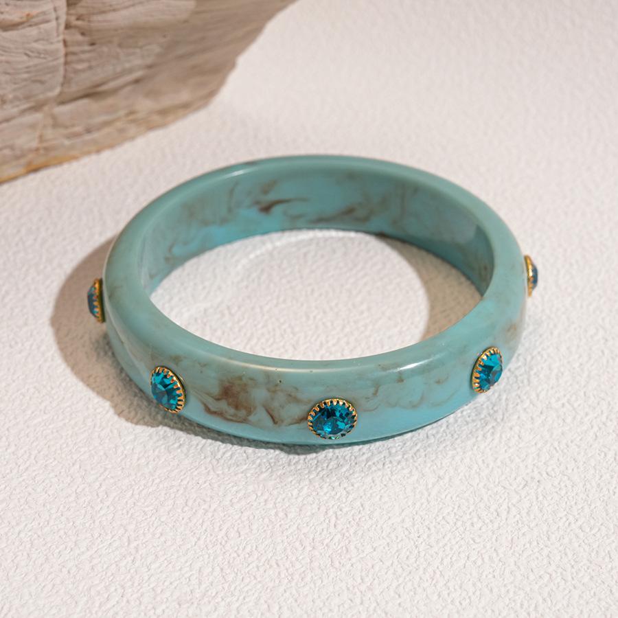 European and American Irregular Geometric Printing Diamond-encrusted Resin Bracelet Light Luxury High-end Bracelet Exaggerated Temperament Jewelry