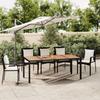 Garden Table with Wooden Top Black Poly Rattan & Acacia Wood