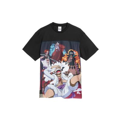 Puma X One Piece Cartoon Print Round Neck Short Sleeve Retro T-Shirt Unisex Tops Black 624673-01