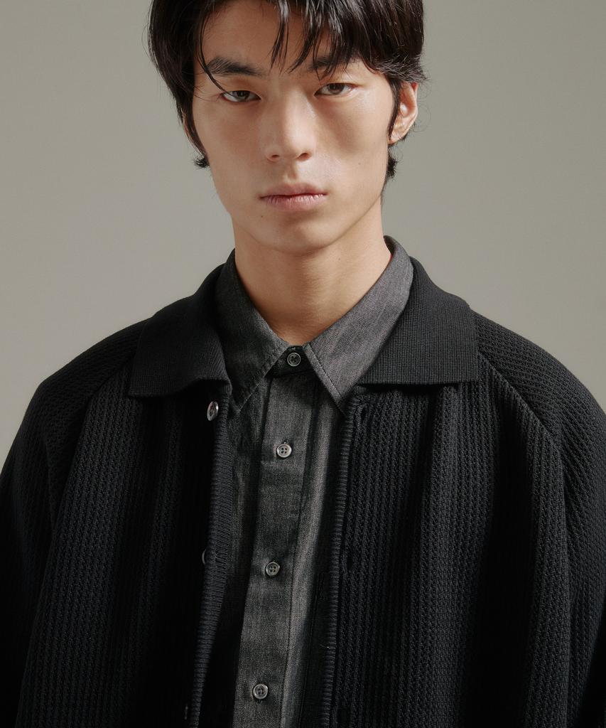 Blankroom Raglan Collar Cardigan_Black