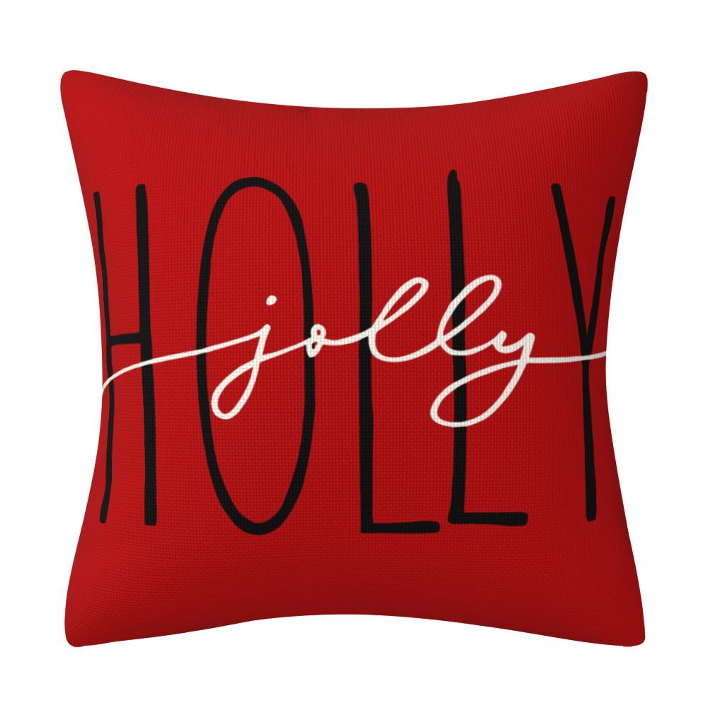 Christmas Snowman Pillowcase Big Red Snowman Print Cushion Set Decorative Sofa Set Household Goods