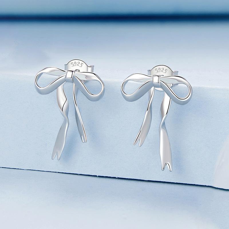 barbie Earrings [Sterling Silver·Original Design] Ribbon Bow Earrings, the First Release of Elegant and High-end Style, Ins Style ZJYES-YS-051