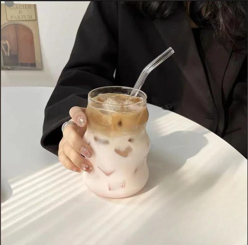 

4 шт. 530 мл стеклянная кружка термостойкий стакан посуда для напитков прозрачный чай сок молоко кофе кружка домашняя вода стаканы полосатая пивная кружка 4PCS