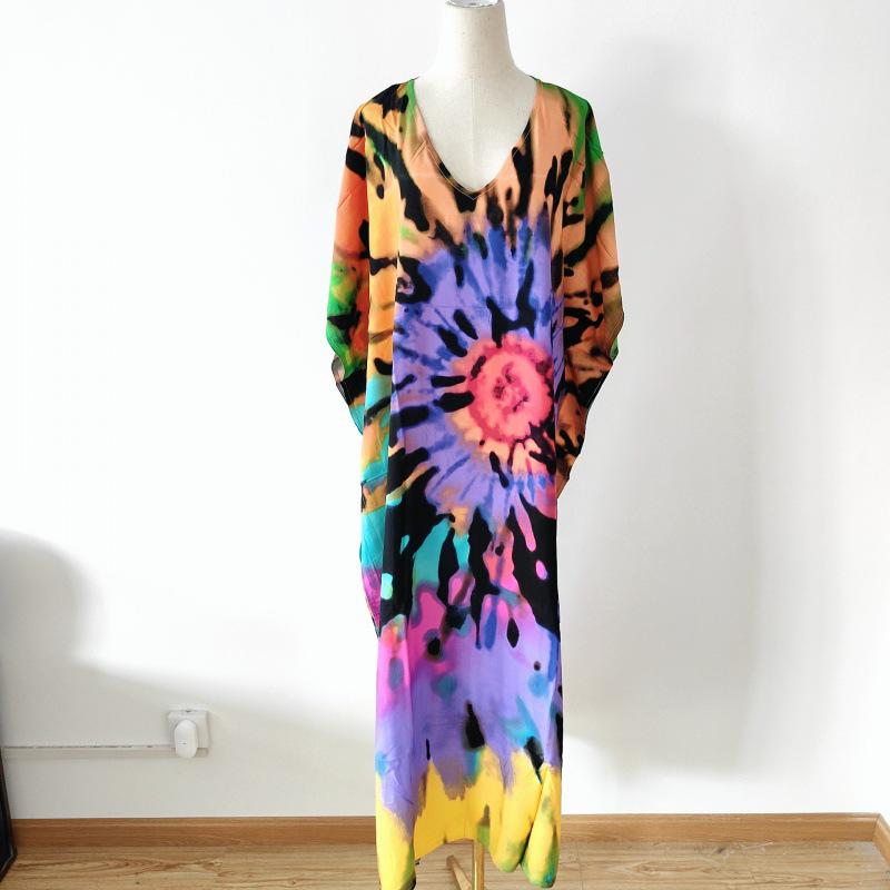 2022 European & American Beach Cover-up: Printed Long Robe & Bikini Sun Protection Dress