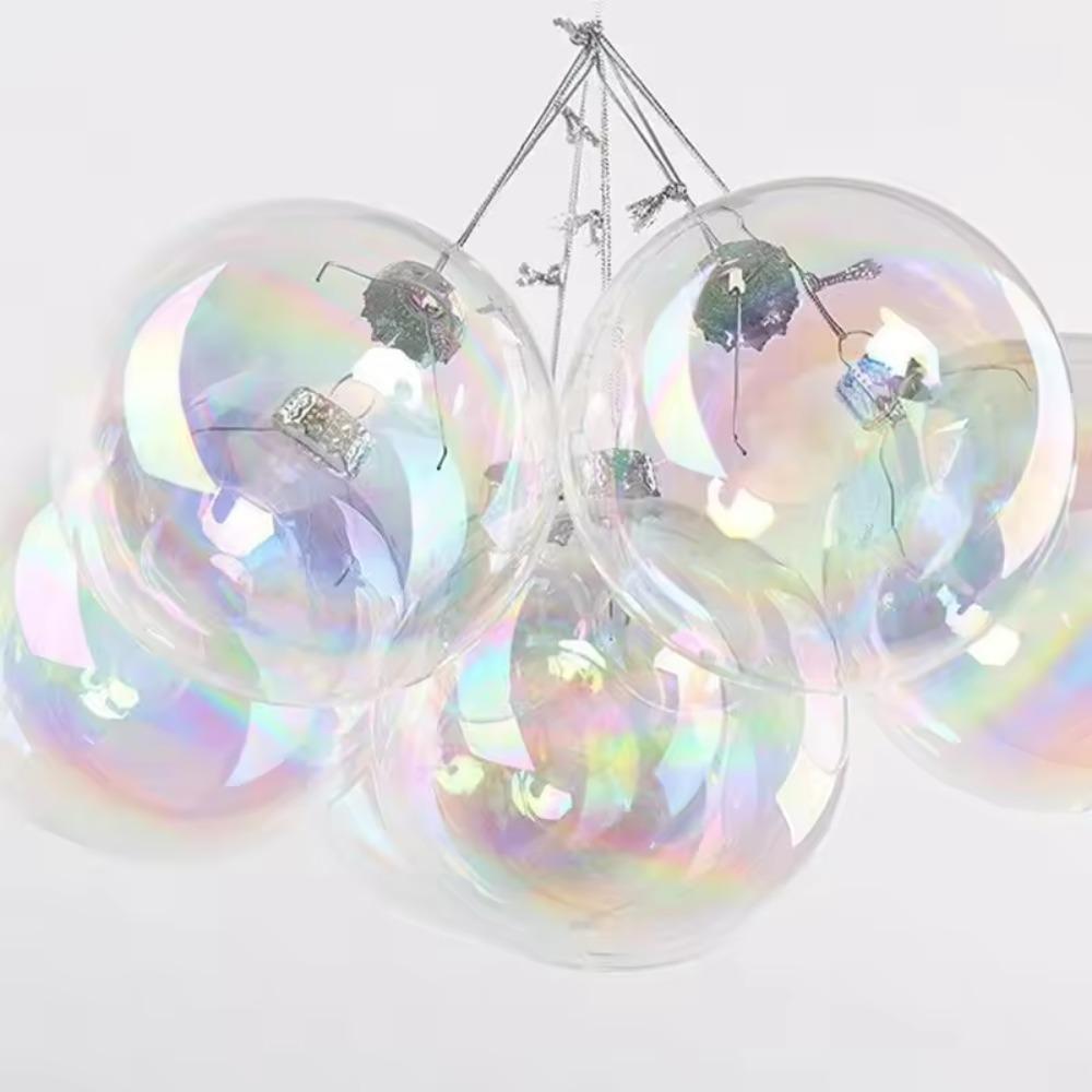 6Pcs Sphere Iridescent Bubble Ball Pendant Clear Xmas Tree Hanging Ball  Birthday Party