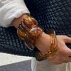 3 Styles Ethnic Brown Resin Acrylic Bangles for Women New Trend Vintage Irregular Geometric Wide Bracelet Charm Jewelry