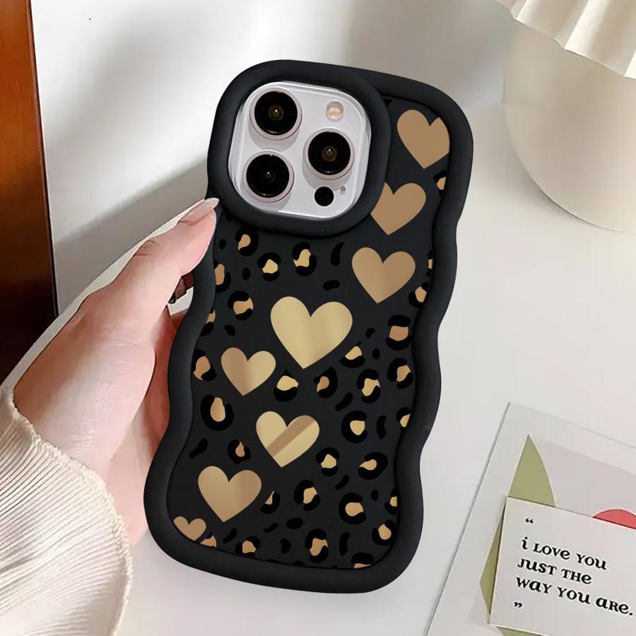 Case for iPhone 8 14 16 Pro Max 12 15 Plus 11 13 17 Air XR Soft Phone Cover Leopard Love Star