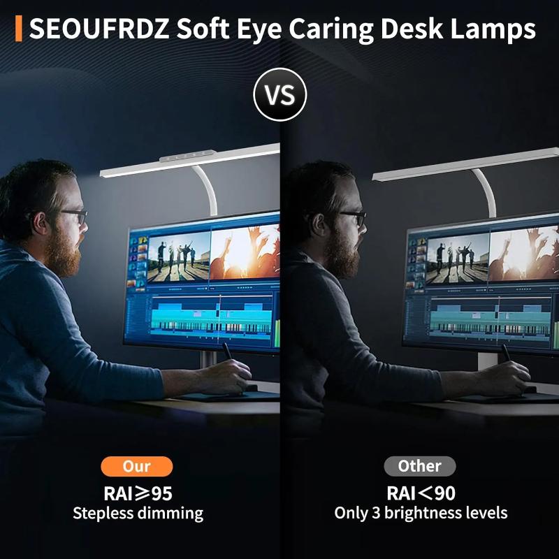 1Pc Desk Lamp, 3 Colors Stepless Dimming LED Desk Lamps for Home Office Adjustable Memory Desk Light with Clamp Touch Control