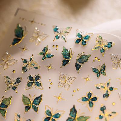 Golden Thread Butterfly Jelly Series Nail Art Sticker Hochwertige neue Bronzing DIY Maniküre Aufkleber Dekoration