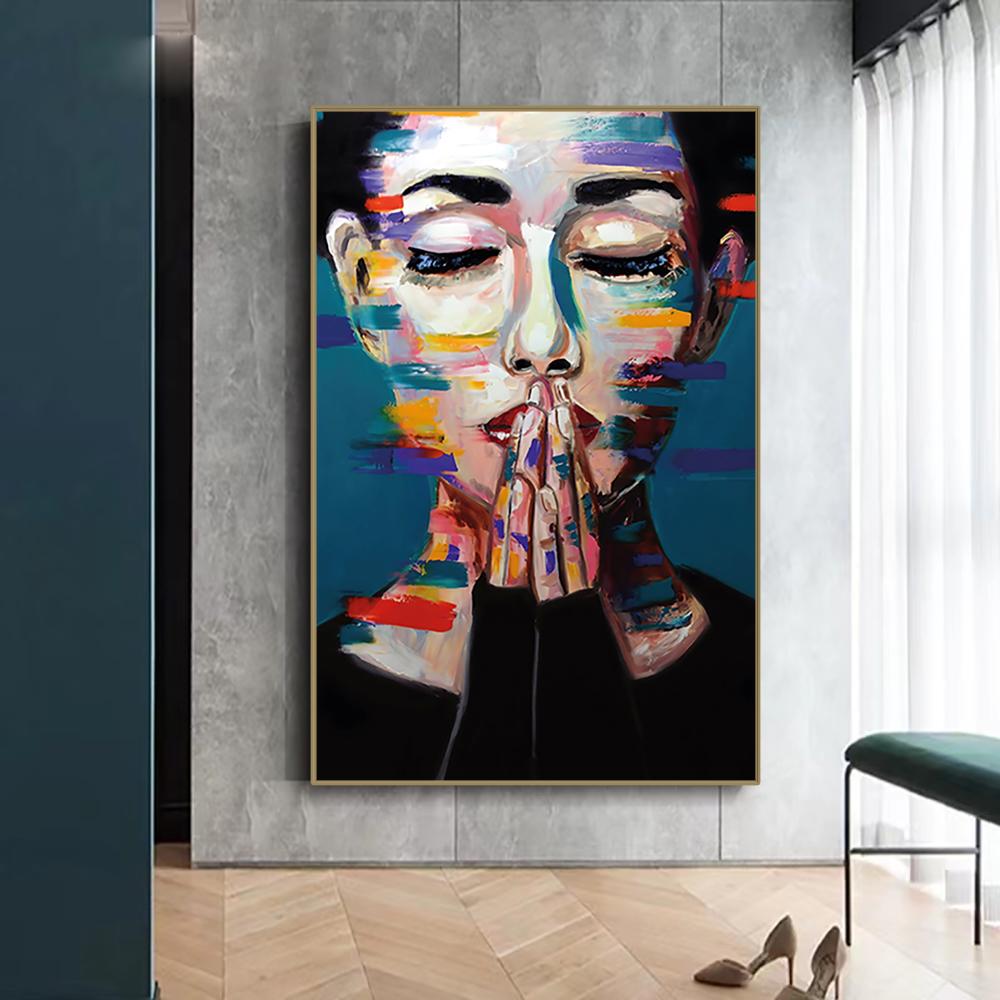 

Скандинавские женские молитвенные портреты, картины маслом, печать на холсте, постеры, граффити, настенные художественные картины для современной гостиной, домашний декор