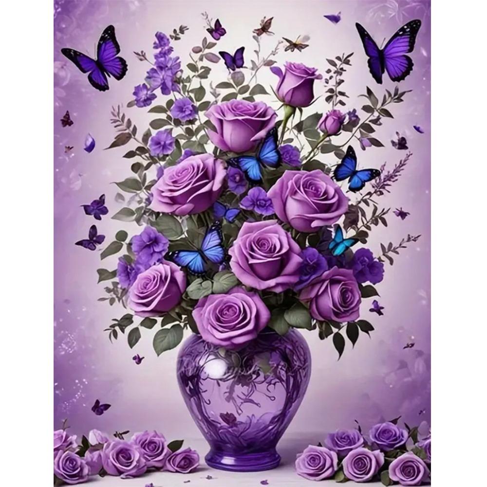 5D Diamond Painting, Peony Flower Sticker Diamond Cross Stitch Decorative Painting