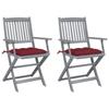 Day and Night - Day and Night Folding Garden Chairs 2 Pcs Cushions Solid Acacia Wood
