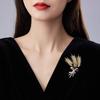 Three-head Wheat Ear Brooch, High-end and Elegant Feminine Faux Crystal Barley Corsage Design, A Niche Brooch