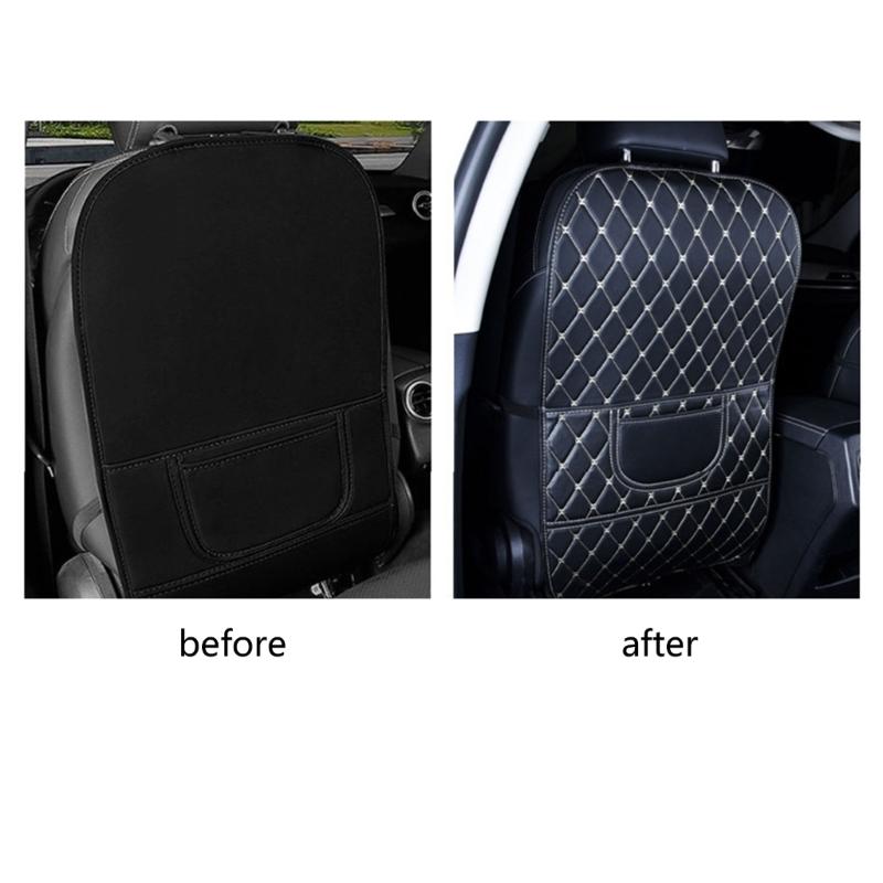 Easy Clean Car Seat Back Cover Waterproof Leather Kick Guard Easy Installation Full Protection Mat Cover