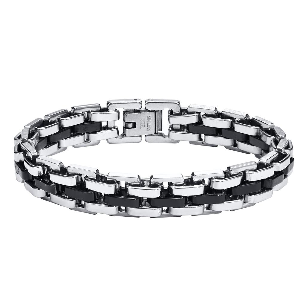 Vnox Thick Masculine Wtach Band Link Bracelets for Men, 11mm Stainless Steel Handmade Link Wristband, Gentle Punk Gift for Him