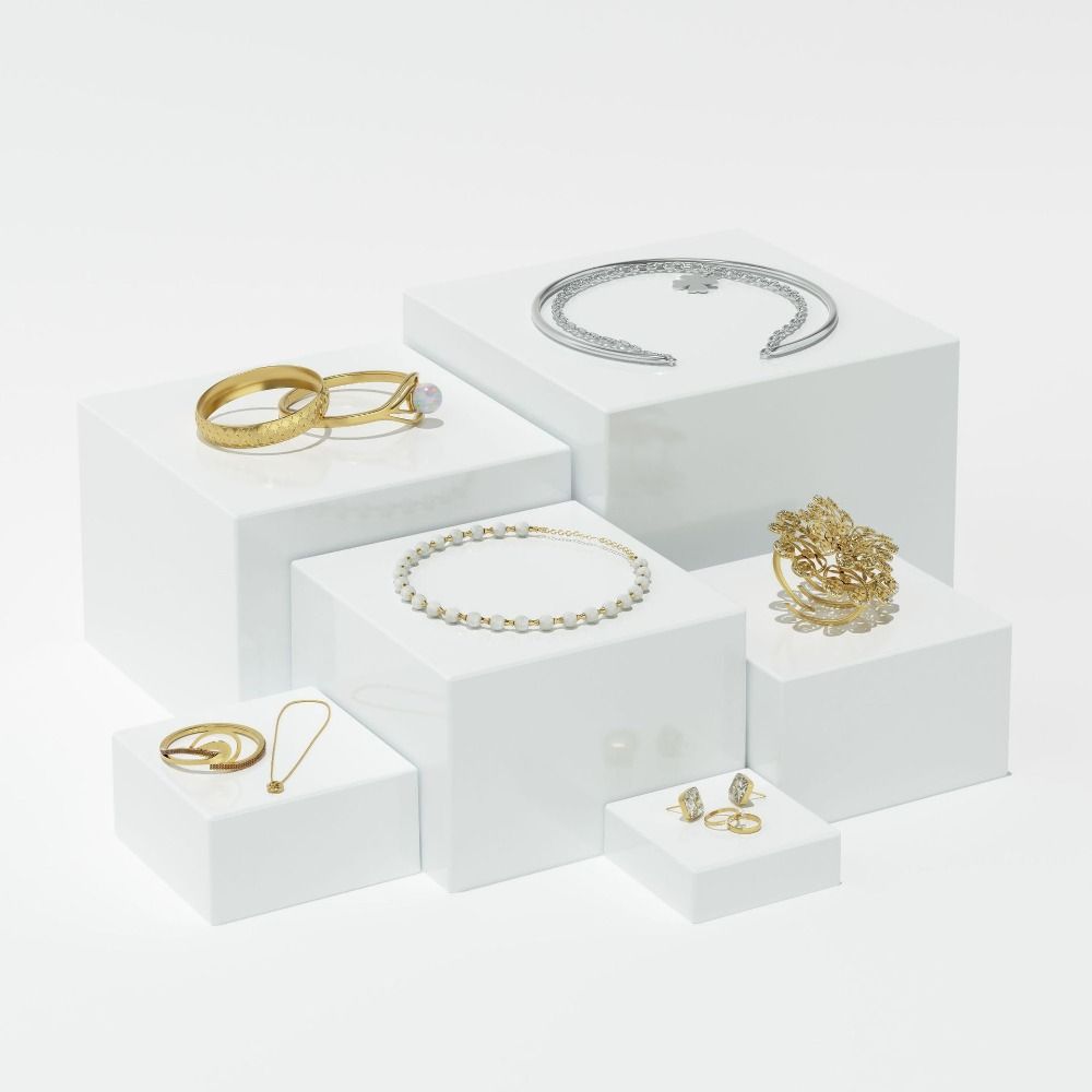 6pcs/set Space Saving Buffet Riser Acrylic Storage Box  For Party Wedding Toy Figure Jewelry Display