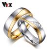 Vnox Rings For Women Man Wedding Ring Gold Color 316L Stainless Steel Promise Couple Jewelry