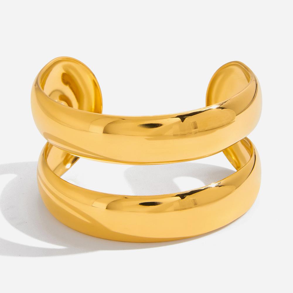 Minimalist 18K gold, light luxury high-end double-layer hollow opening bracelet, bracelet jewelry.