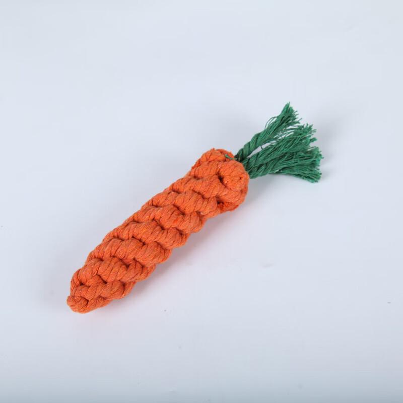 Carrot Shaped Woven Cotton Rope Pet Teething Toy