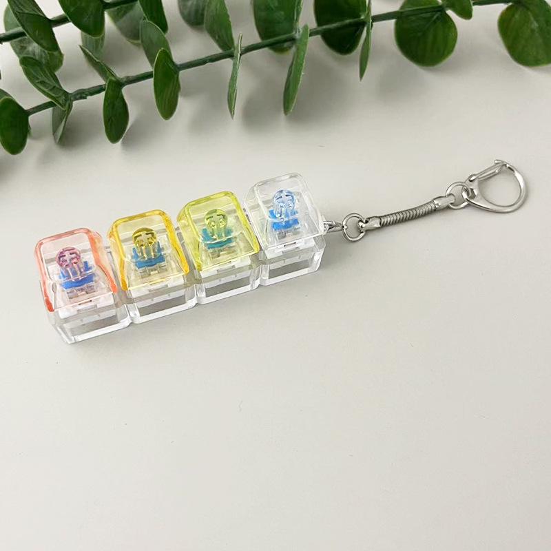 Transparent 4-Key Decompression Keychain with Light and Sound Effects