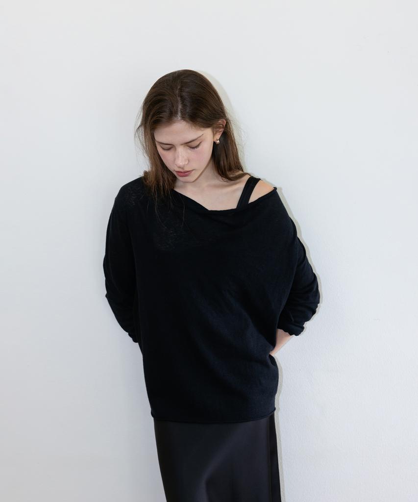 Deolil Low Drape Summer Knit_Black
