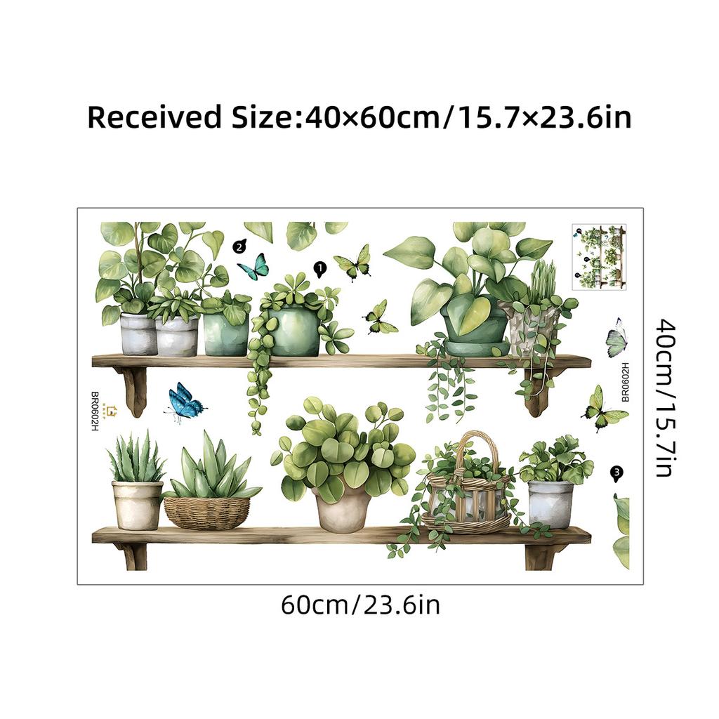 Watercolor Potted Plant Wall Stickers Living Room Bedroom Decoration Wall Decals Bedroom Home Decor Art Background