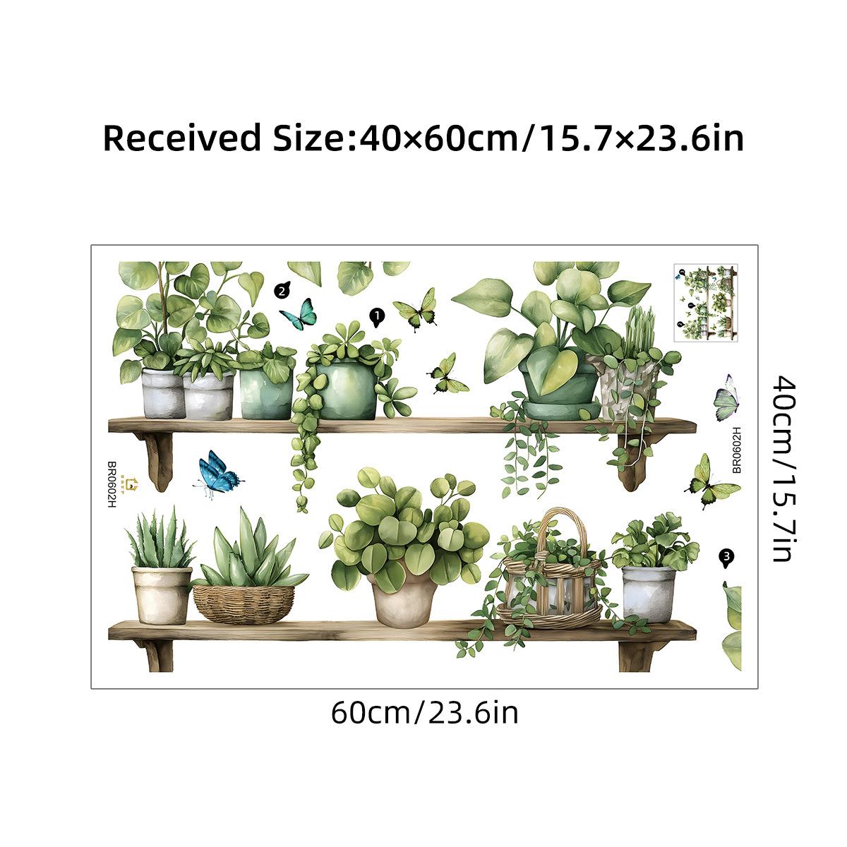 

Watercolor Potted Plant Wall Stickers Living Room Bedroom Decoration Wall Decals Bedroom Home Decor Art Background зелёный