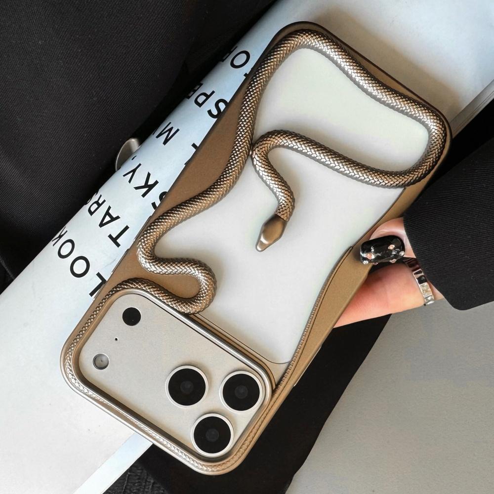 Luxury Large Hollow Electroplated Snake Case for For Iphone 17 16 15 14 13 12 11 Pro Max Plus Plating Armor Cooling 3D Phone Cover