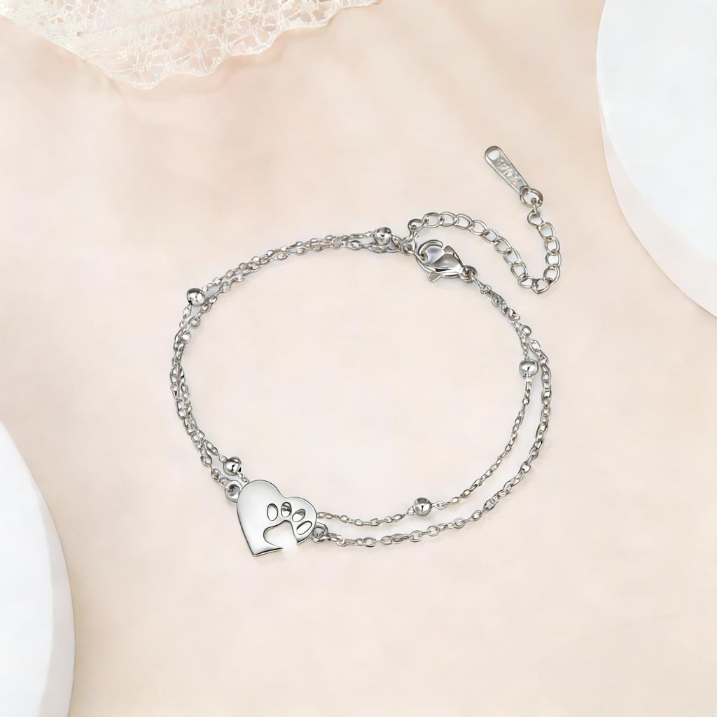 Heart Paw Bracelet For Girl Cute Poppy Paw Bracelets Cat Paw Beads Chain Bracelet for Women Jewelry Gift for Pet Lover