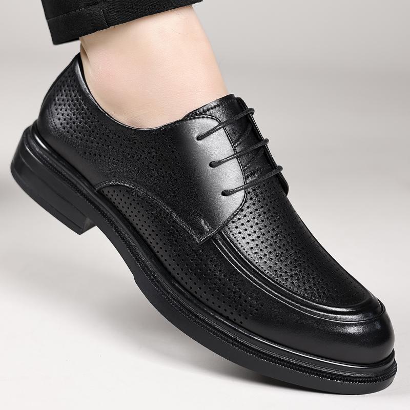 Fashion Summer Men's Leather Shoes Minimalist Gentleman Style Design Office Dress Party Classic Black Brown Shoes Breathable Quality