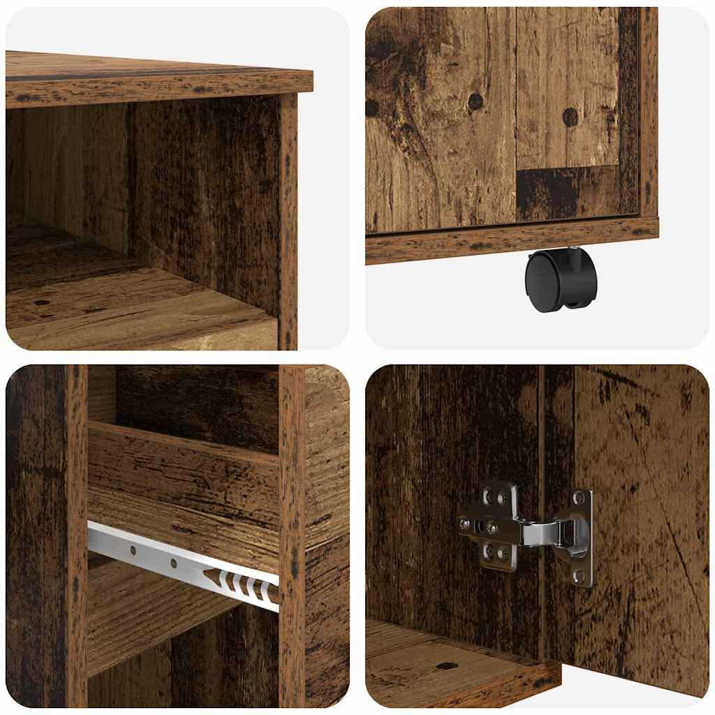 Rolling Table with Wheels Reclaimed Wood Look 91 X 50 X 77 Cm Engineered Wood