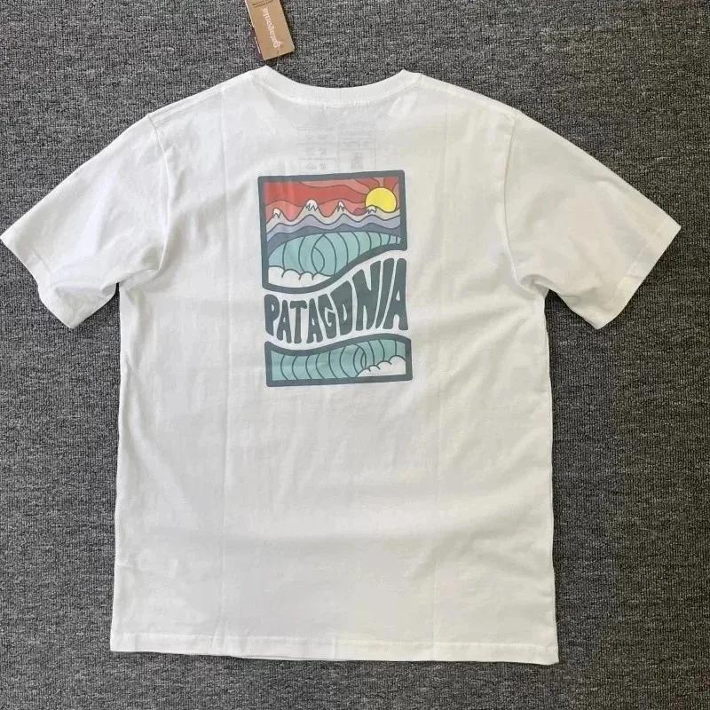 American Mountain Graffiti Print Short-sleeved Men's and Women's Plus Size T-shirt Summer New Fashion Retro Classic Cotton Top