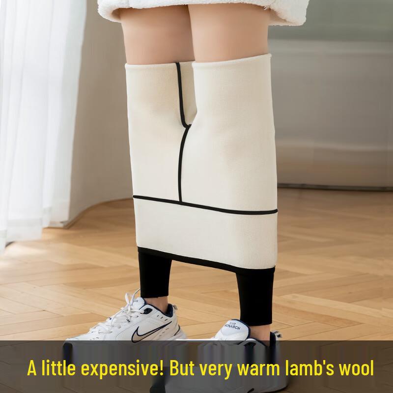 LANGSHA Women's 400g High Waist Lamb Wool Thermal Leggings