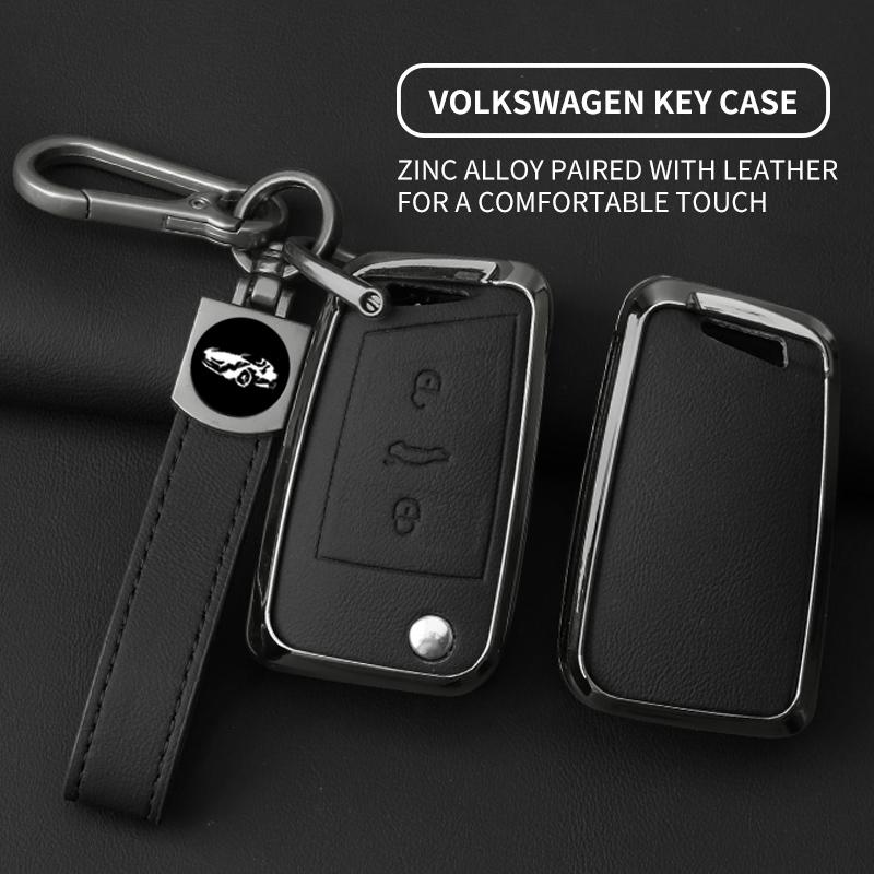 Zinc Alloy Leather Car Key Case For Vw Volkswagen Polo Golf 7 Gti Mk7 Tiguan Passat For Seat Ateca Leon For Octavia A7 Skoda