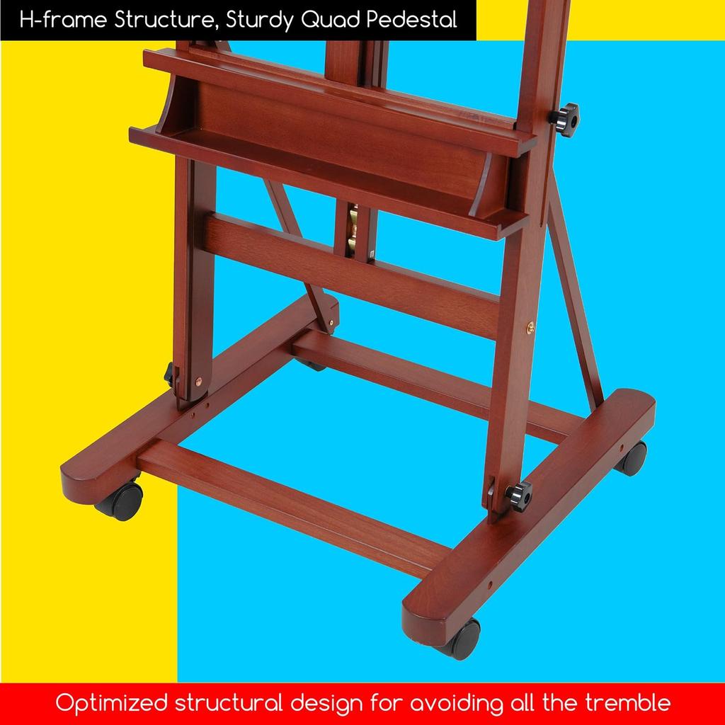 MEEDEN Easel Beech Wooden Large Easel Angle Adjustable Movable Vertical Storage Includes Storage Tray Supports Stretched Canvas Up To 236cm Sturdy and