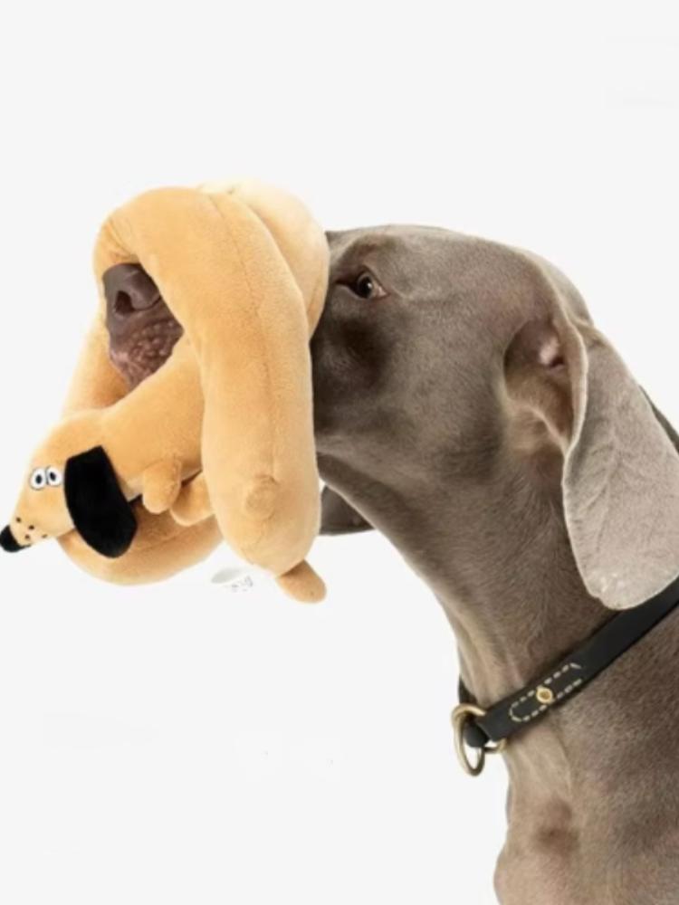 

100CM Plush Sausage Dog Toy Interactive Squeaky Chewing Teething Dental Care Sound Making Pet Friend for Dogs