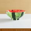 Hand-Painted Watermelon Design Large Ceramic Noodle Bowl with Underglaze Snails Pattern - Fresh, Deep & Stylish.