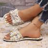 Floral Slippers Women's Summer New Bow Beach Slippers Gentle Flat Slippers