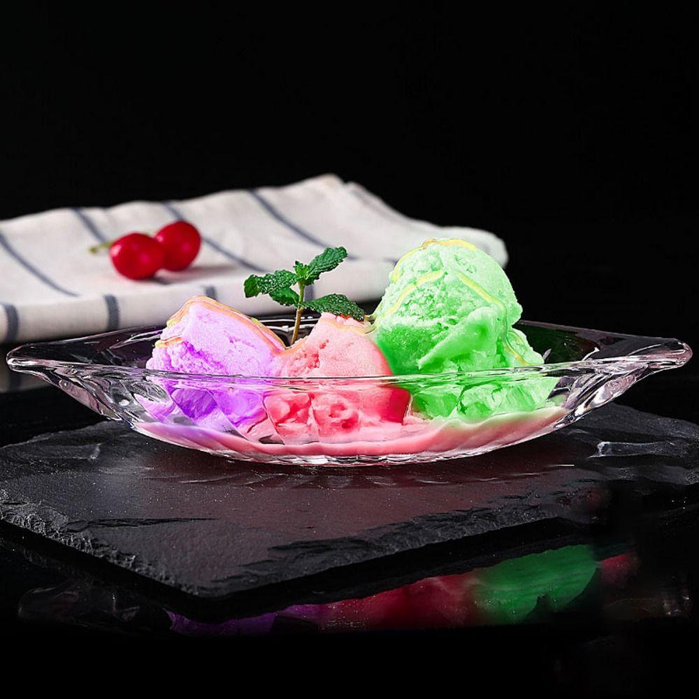 2pcs Transparent Boat Shaped Ice Cream Bowl Acrylic Salad Serving Bowl Snack Tray  Restaurants