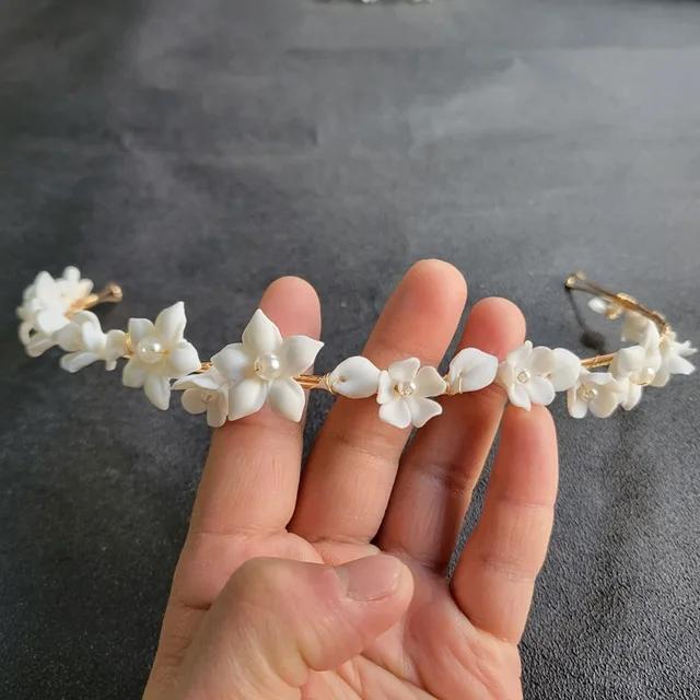 SLBRIDAL Handmade Ins Style Luxury Rhinestone Crystal Porcelain Flower Bridal Tiara Wedding Bridesmaids Crown Women Hair Jewelry