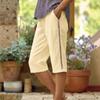 Ladies' Casual And Fashionable Side Hollow Splicing Straight Leg Five Quarter Pants