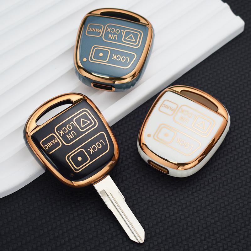 Bilnyckelfodral med 2 3-knappars skalskydd för Lexus RX 330 Is200 för Toyota Avensis Yaris Camry 30 RAV4 Land Cruiser 120 Prado Corolla Land Cruiser
