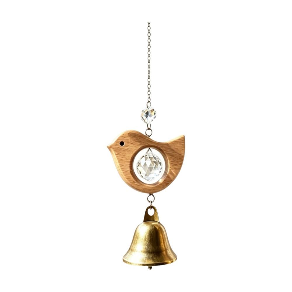 Crystal Prism Bird Wind Chimes Wooden Sun Catcher Vintage Crystal Pendant  Home