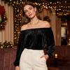 Blusa da Donna con Maniche a Spalla Scoperta Colore Top Casual per l'Uso Quotidiano