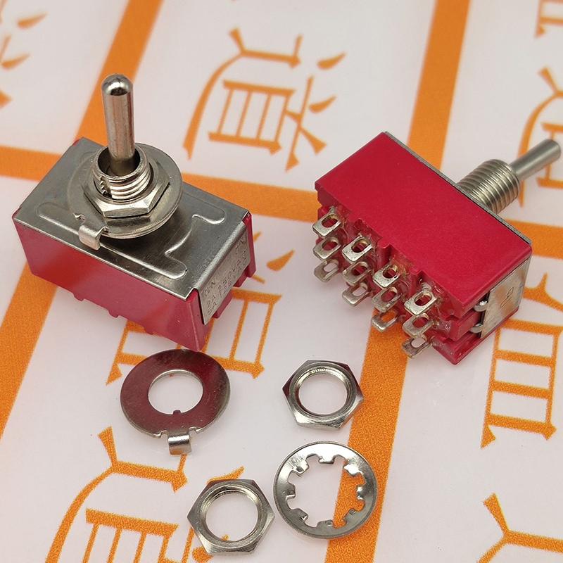 1 Pcs 12Pin Toggle Switches Red 2/3 Position On-On Dpdt Mini Toggle Switches 5A/125V-2A/250V Ac Mts-402 Push Button Switch